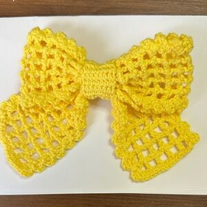 Yellow Crochet Bow Hair Clip